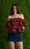 ROMA TOP - RED TARTAN