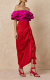 FLORA SKIRT - RED SATIN