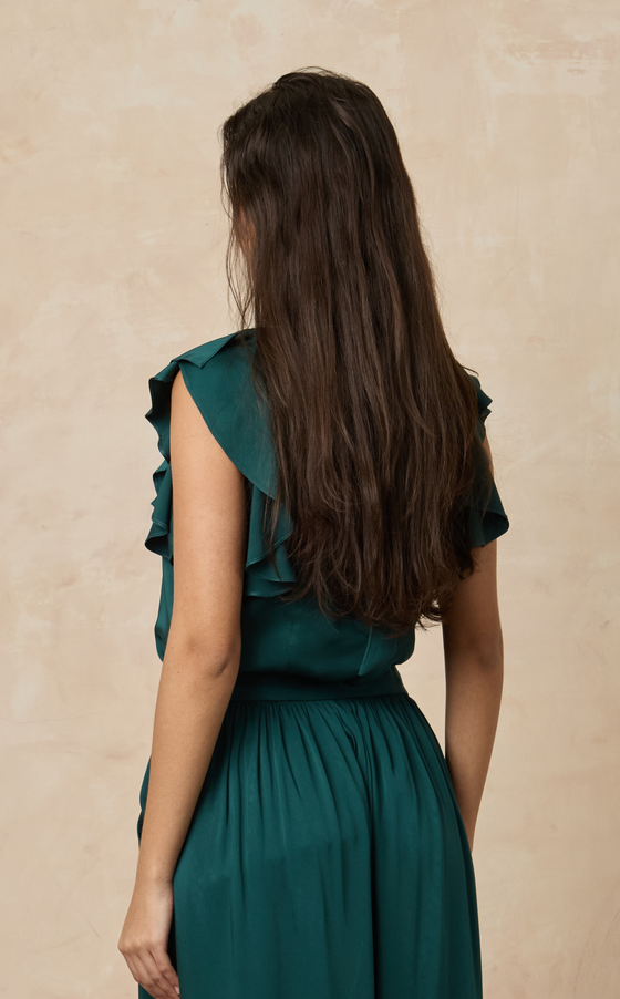 ALHAMBRA TOP - EMERALD SATIN