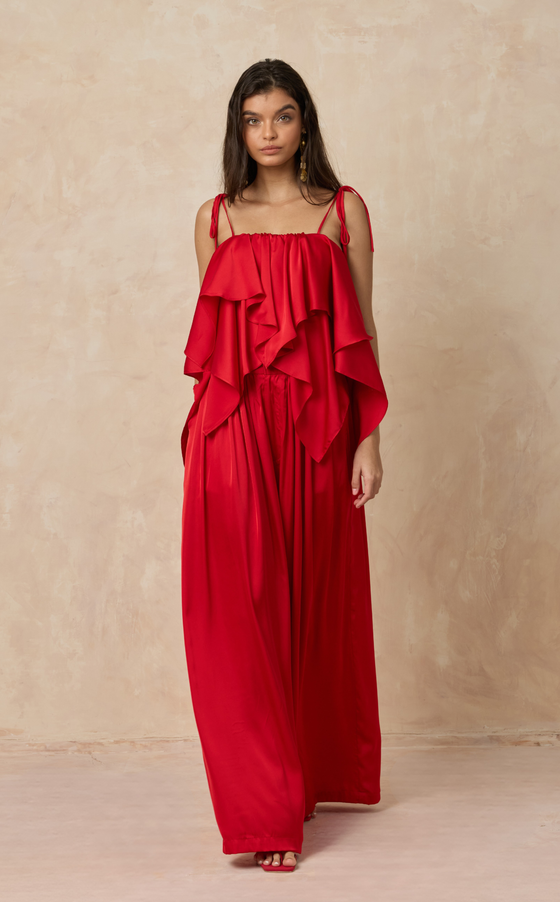 PALERMO PANTS - RED SATIN