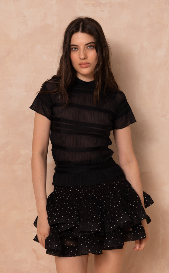 VIDA SKIRT - BLACK POLKA