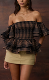 ROMA TOP - BROWN TARTAN