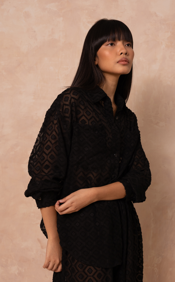 JAIPUR TOP - BLACK HONEYCOMB