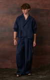OMAN WRAP SHIRT - NAVY PINSTRIPES