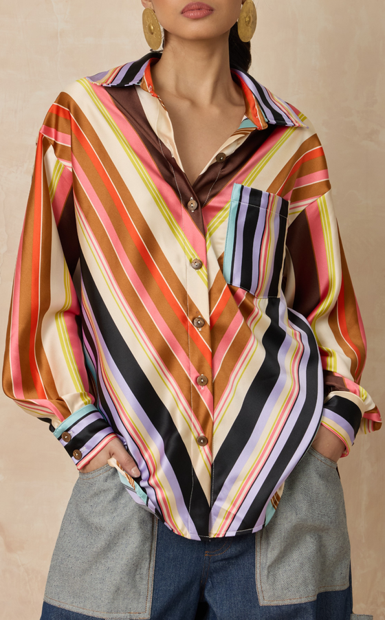 JAIPUR TOP - DIAGONAL STRIPES