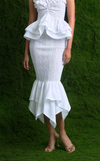 TUVALU SKIRT -  WHITE COTTON STRIPES