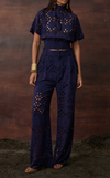 BALI PANTS - NAVY BLUE EYELET