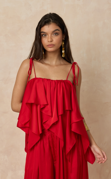  GENOVA TOP - RED SATIN