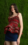 NAMIBIA TOP - RED TARTAN