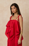 GENOVA TOP - RED SATIN