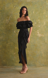 FLORA SKIRT - BLACK CHARMEUSE