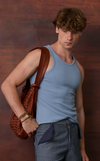 TONIO TANK TOP - SLATE BLUE w/ EMBROIDERY