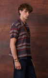 SAN REMO POLO w/ EMBLEM - LILAC STRIPES