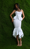 TUVALU SKIRT -  WHITE COTTON STRIPES