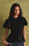 SYDNEY TOP - BLACK LINEN