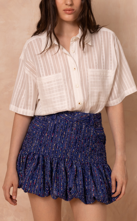GABON TOP - WHITE LACE STRIPES