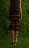 VENEZIA MIDI SKIRT -  GREEN-ORANGE STRIPES
