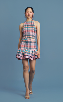  VENEZIA MINI SKIRT - PEACH TARTAN
