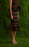 VENEZIA MIDI SKIRT -  GREEN-ORANGE STRIPES