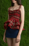 NAMIBIA TOP - RED TARTAN