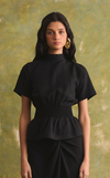 GAMBIA TOP - BLACK LINEN