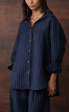 ESTONIA TOP - NAVY PINSTRIPES