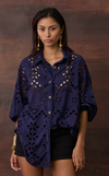 JAIPUR TOP - NAVY BLUE EYELET