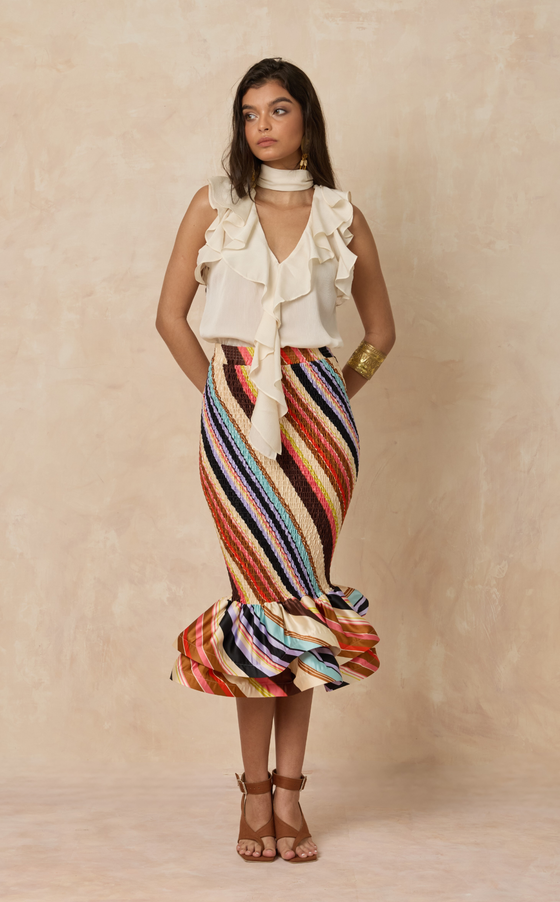 VENEZIA MIDI SKIRT -  DIAGONAL STRIPES