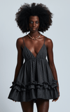 KENYA DRESS - BLACK MICRO STRIPES