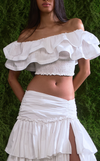 IBIZA TOP - WHITE COTTON STRIPES