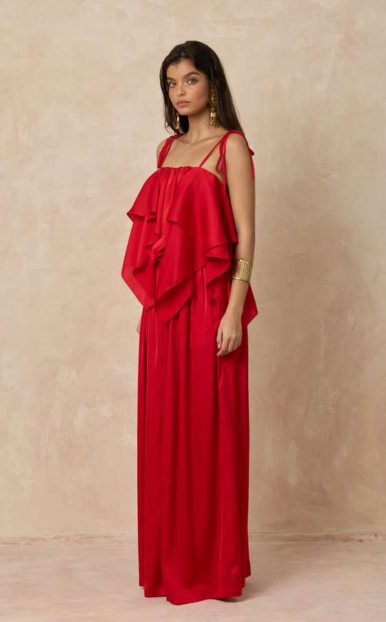 PALERMO PANTS - RED SATIN