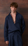 NEPAL SHIRT - NAVY PINSTRIPES