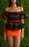 ROMA TOP - GREEN-ORANGE STRIPES