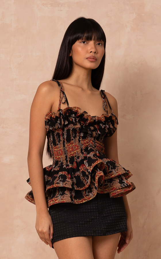 NAMIBIA TOP - BLACK BAROQUE