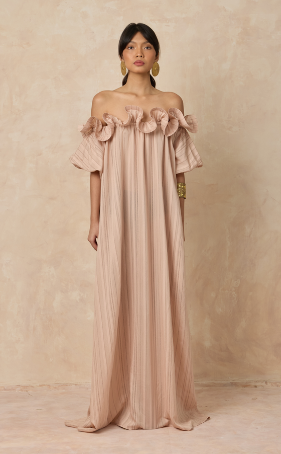 VIERA LONG DRESS - BLUSH STRIPES