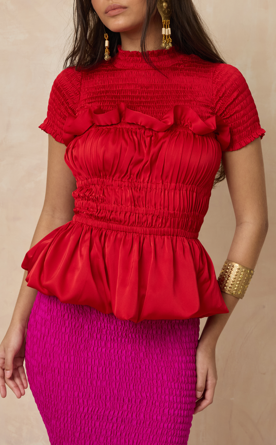 MATERA TOP - RED SATIN (PRE ORDER)