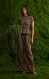 MATERA TOP - GREEN & BROWN PAISLEY