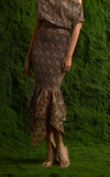 TUVALU SKIRT -  GREEN & BROWN PAISLEY