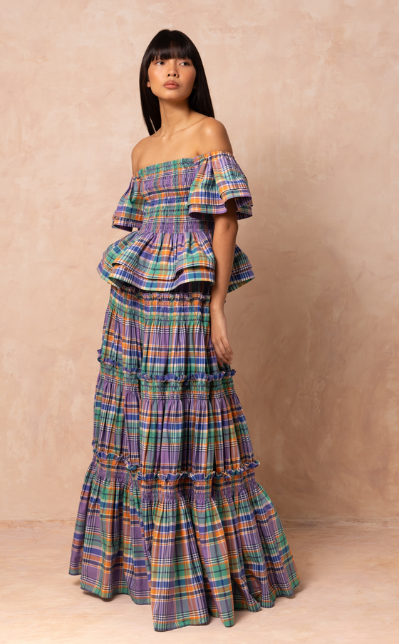 ROMA TOP - PURPLE PLAID