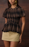 SYDNEY TOP - BROWN TARTAN