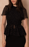 SYDNEY TOP - BLACK POLKA