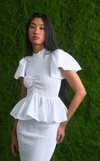 SYDNEY TOP - WHITE COTTON STRIPES