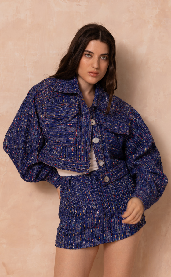 BOSTON TAILORED JACKET - BLUE TWEED (PRE ORDER)