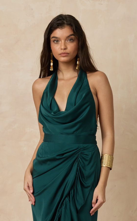 CATALONIA TOP - EMERALD SATIN