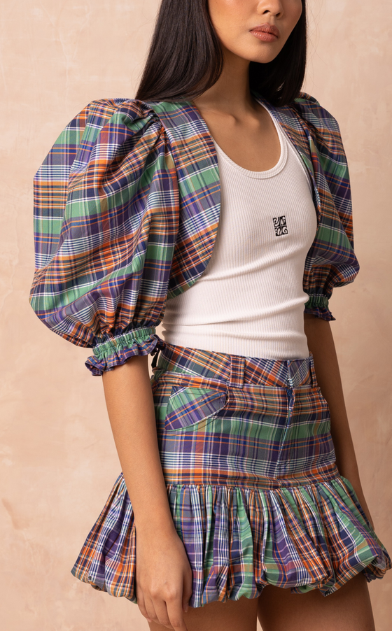 BILBAO BOLERO - PACIFIC PLAID