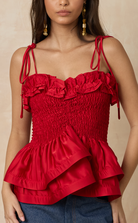 NAMIBIA TOP - RED SATIN