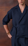 OMAN WRAP SHIRT - NAVY PINSTRIPES