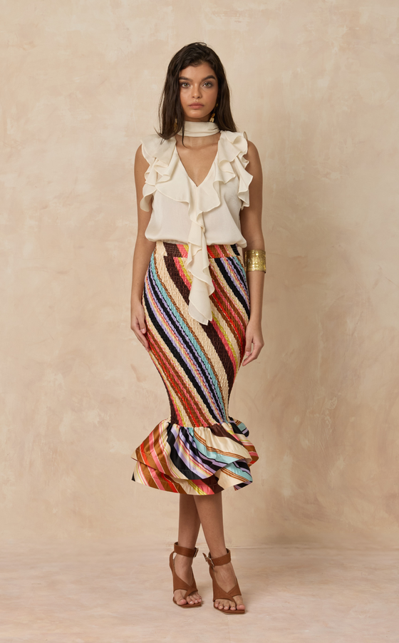 VENEZIA MIDI SKIRT -  DIAGONAL STRIPES