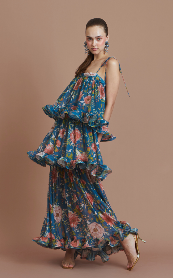 AURORA MAXI DRESS - BLUE FLORAL (PRE-ORDER)