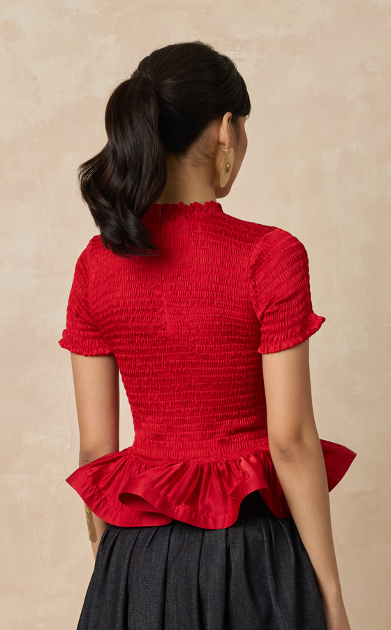 APULIA TOP - RED SATIN